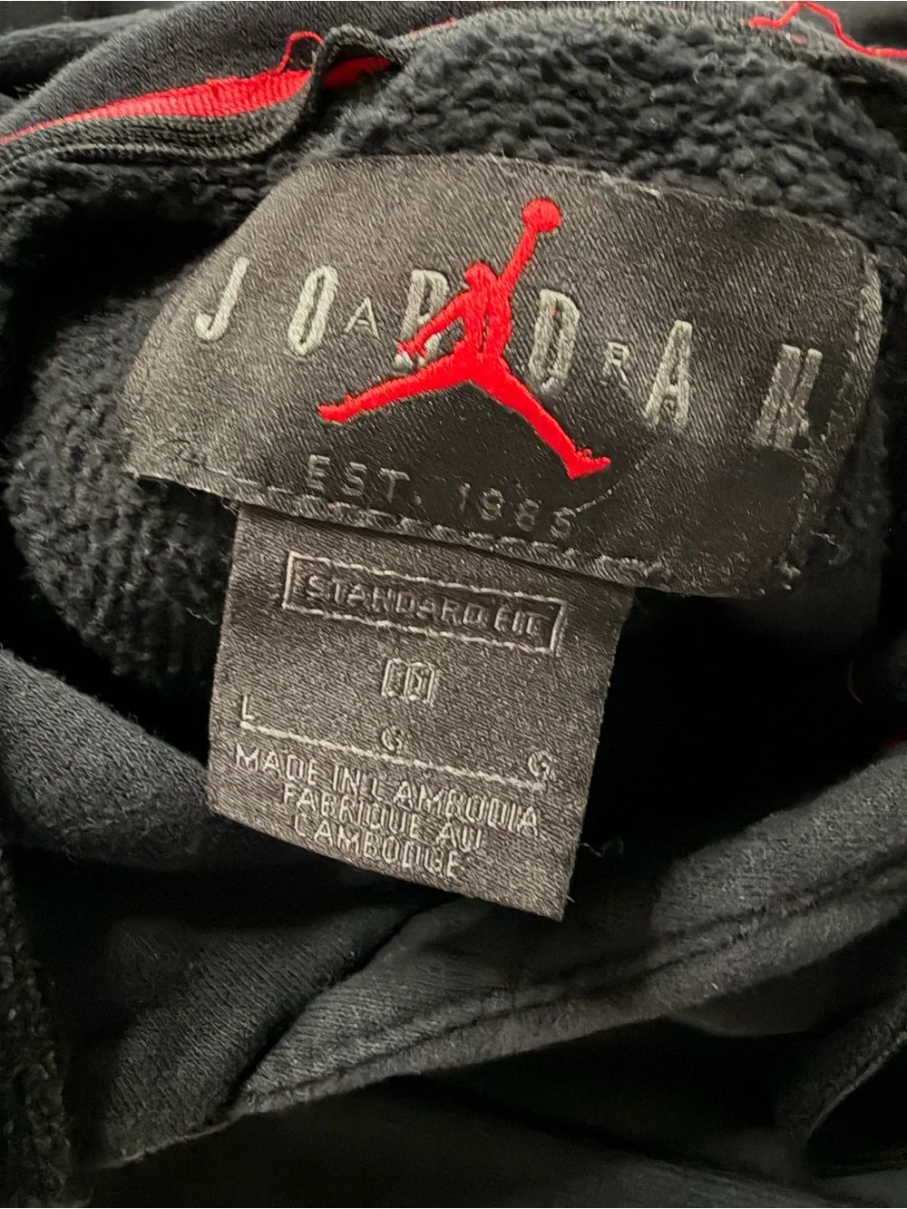 Jordan Men’s Black Pullover Hoodie with White Jumpman Logo size large